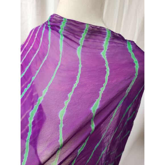 Chan Luu Scarf Sari Silk Purple Shreded Artsy Whimsy Tiedye Bohemian Fairycore - Picture 5 of 12